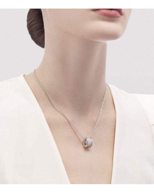 BVLGARI White Pavé Diamond B.Zero1 Necklace