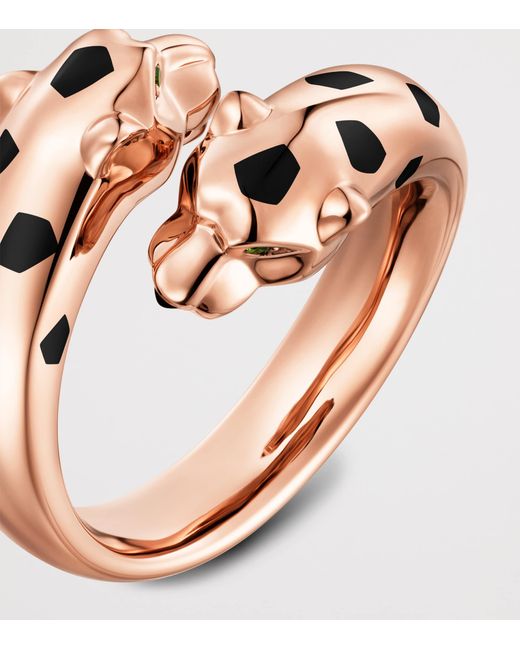 Cartier Pink Tsavorite Garnet And Onyx Panthère De Ring