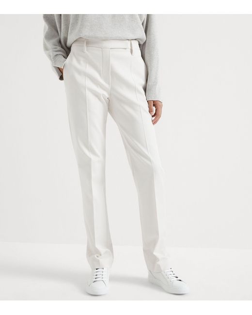 Brunello Cucinelli White Stretch-cotton Trousers