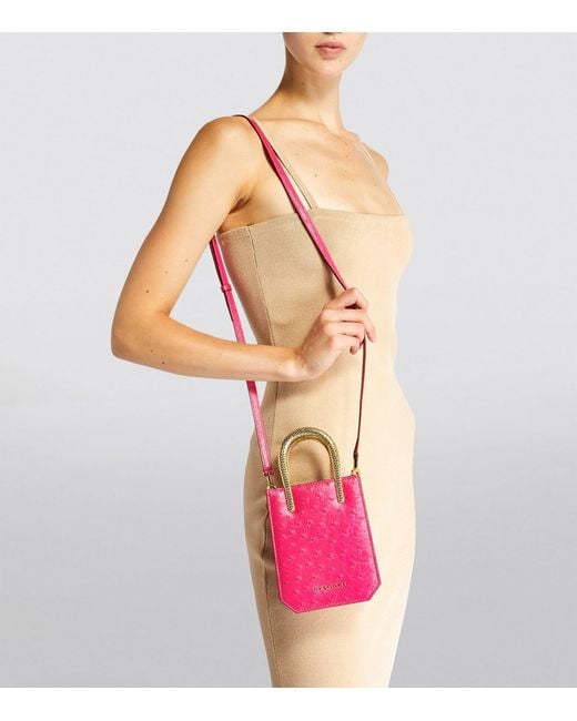 BVLGARI Pink Ostrich Leather Serpentine Cross-Body Bag