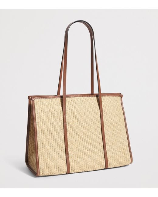 DeMellier London Natural Raffia-Leather Capri Tote Bag