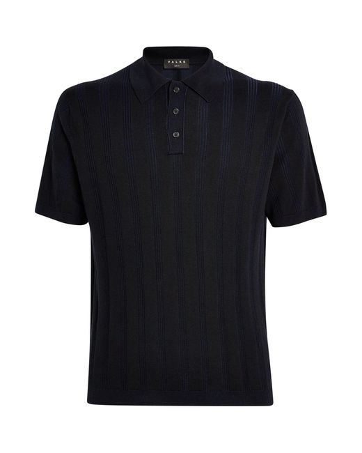 Falke Black Shadow Stripe Polo Shirt for men