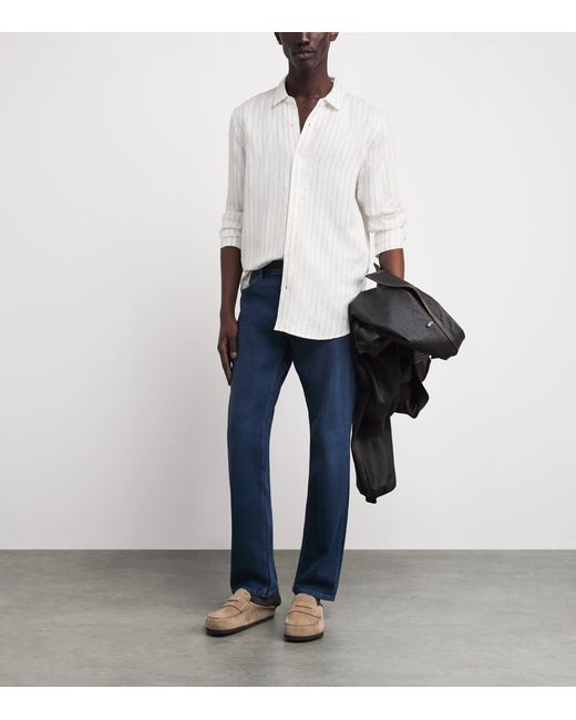 PAIGE White Linen-Blend Stripe Shirt for men