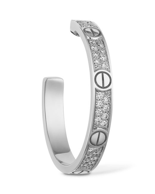 Cartier White And Diamond Love Hoop Earrings