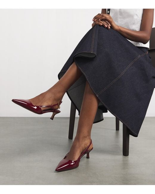 Maje Red Patent Leather Slingback Pumps 70