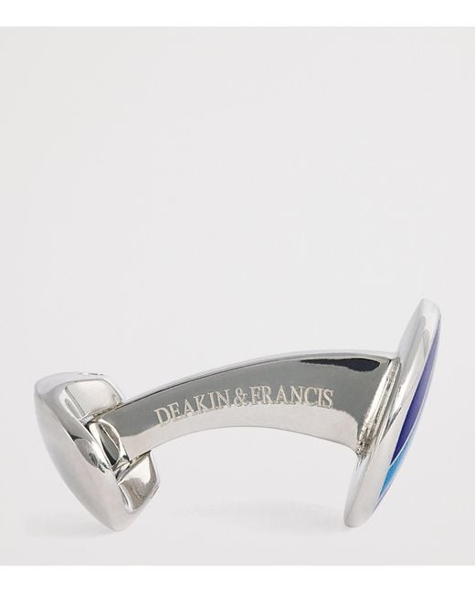 Deakin & Francis Blue Sterling Denim Enamel Cufflinks for men