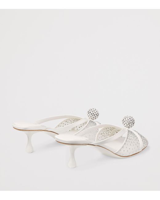 Jimmy Choo White Siva 50 Embellished Heeled Mules