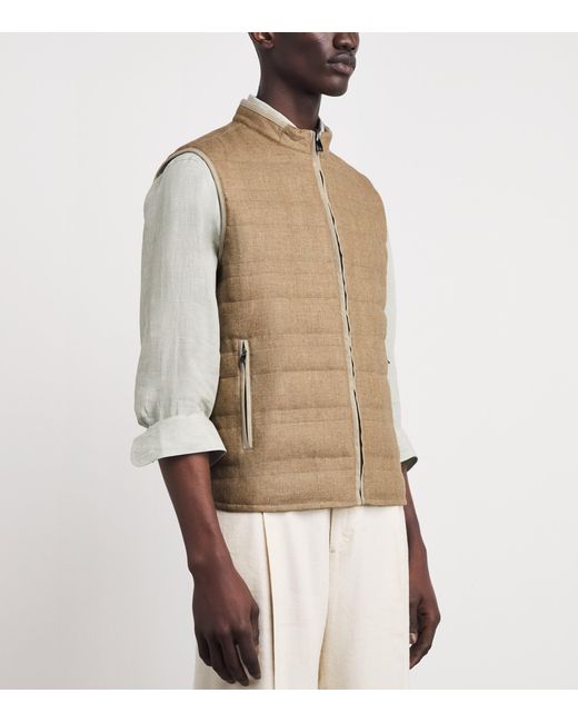 Corneliani Brown Reversible Padded Gilet for men