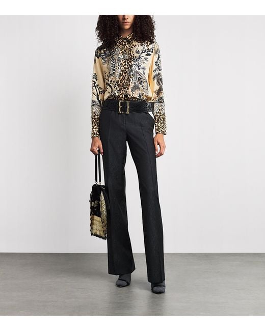 Etro Blue Wool Paisley Trousers