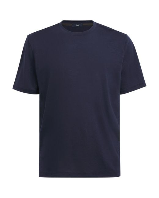 Herno Blue Wool Logo T-Shirt for men