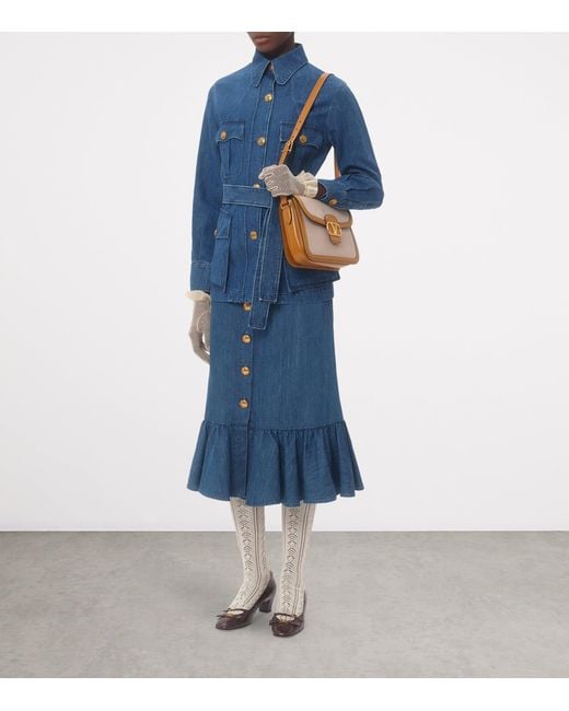 Valentino Blue Denim Midi Skirt