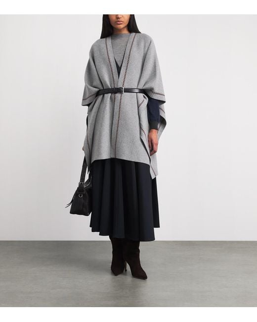 Johnstons Gray Cashmere Kawk Poncho