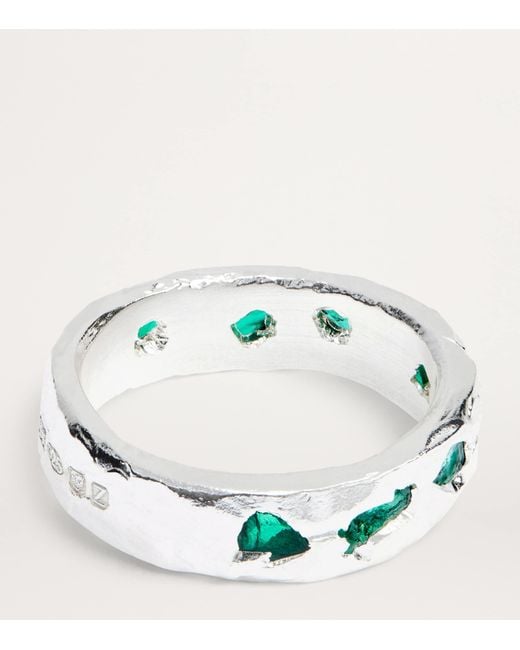 The Ouze Green Sterling And Emerald Ring for men