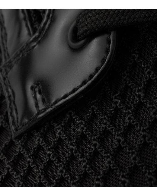 Prada Black Mesh And Leather Monolith Boots With Pouch
