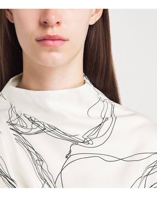 Fabiana Filippi White Silk Twill Printed Blouse