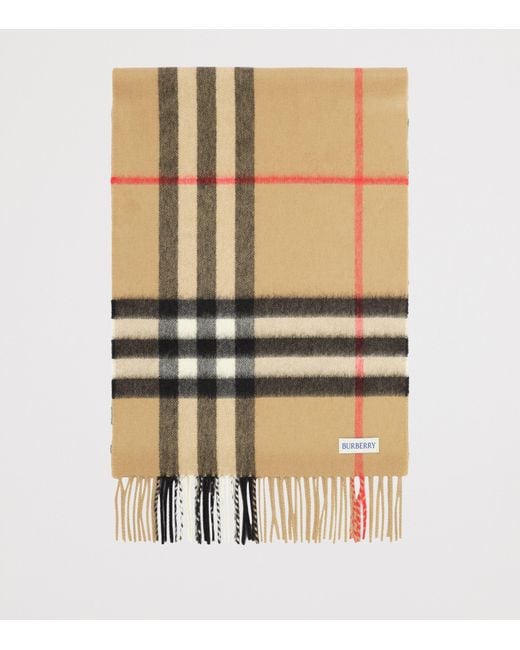 Burberry Natural Cashmere Embellished Check Scarf