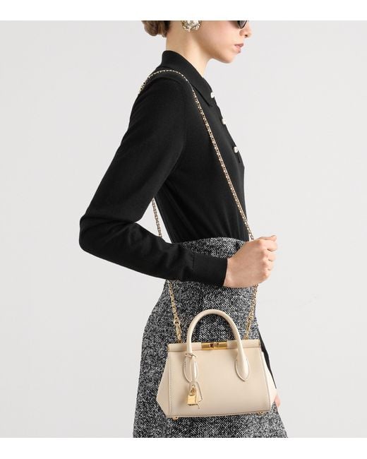 Dolce & Gabbana Natural Mini Leather Marlene Top-Handle Bag
