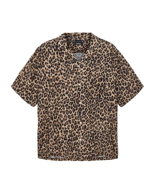 AllSaints Gray Short-Sleeve Leopardone Shirt for men