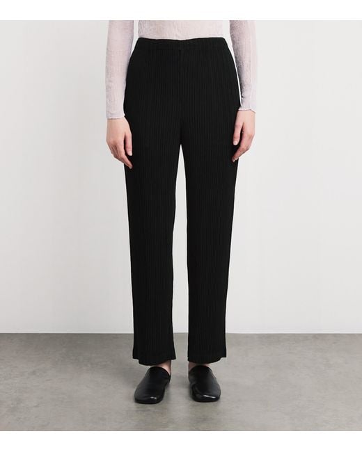 Issey Miyake Black Hatching Pleats Trousers