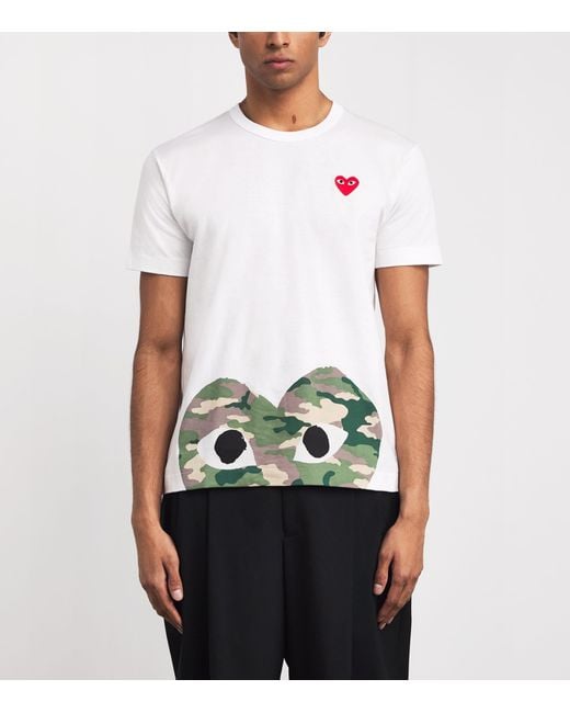 COMME DES GARÇONS PLAY White Camouflage Half Heart Logo T-Shirt for men