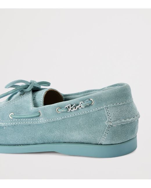 Kurt Geiger Green Suede Kurt Boat Shoes for men