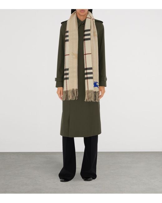 Burberry Natural Cashmere Reversible Check Ekd Scarf