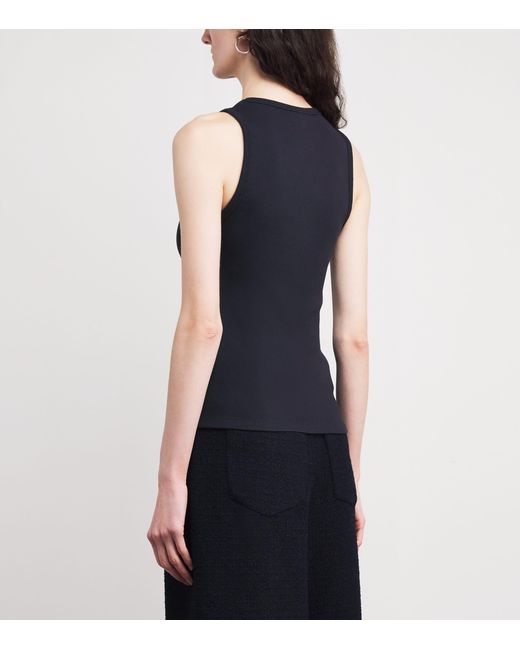 Maje Blue Stretch-Cotton Logo Tank Top