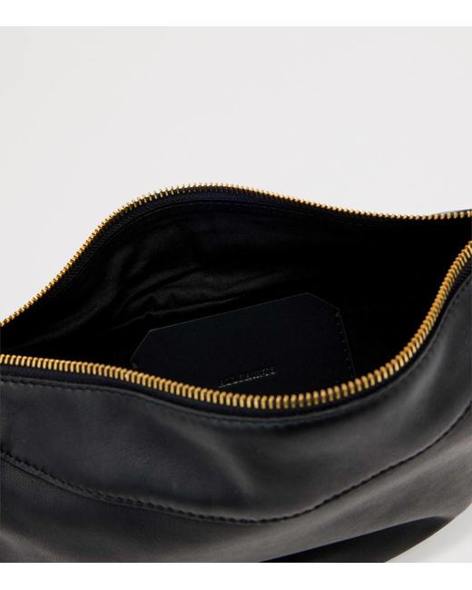 AllSaints Black Micro Leather Luna Shoulder Bag