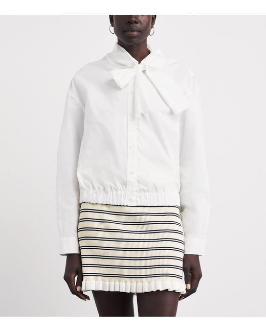 Claudie Pierlot White Cotton Pussy-Bow Blouse
