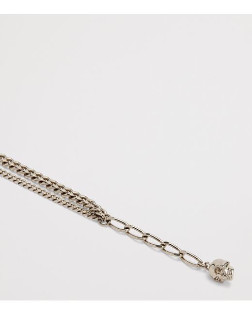 McQueen Metallic Crystal-Embellished Skull Necklace
