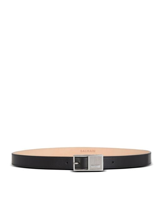 Balmain Black Leather Signature Belt for men