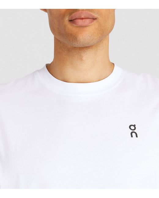On Shoes White Organic Cotton Logo T-shirt for men