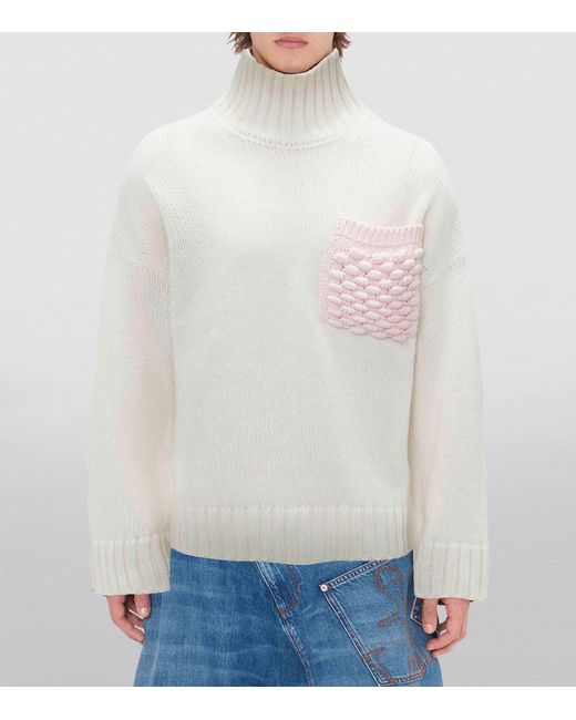 J.W. Anderson White Pocket-detail Popcorn Sweater for men
