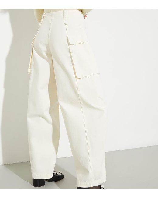 MAX&Co. White Cotton Cargo Trousers