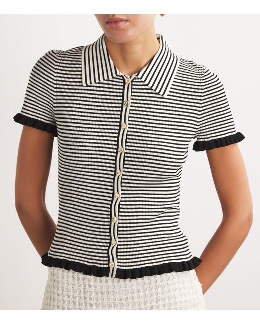 Claudie Pierlot Black Stripe Polo Shirt