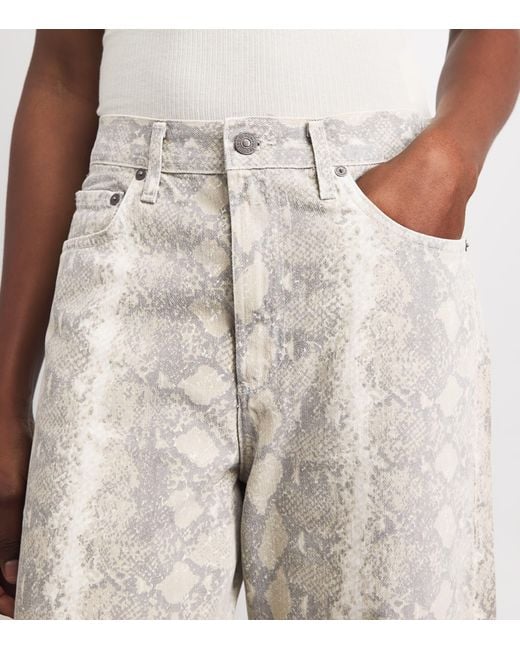 Citizens of Humanity Gray Snakeskin-Effect Miro Mid-Rise Relaxed Jeans