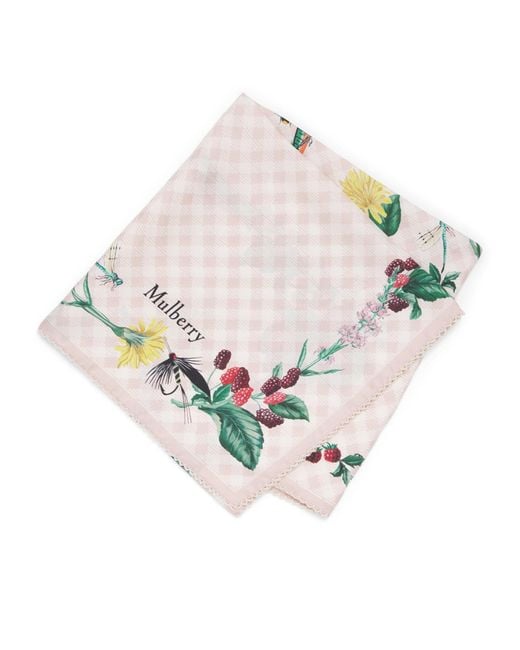 Mulberry White Organic Silk Riverside Square Scarf