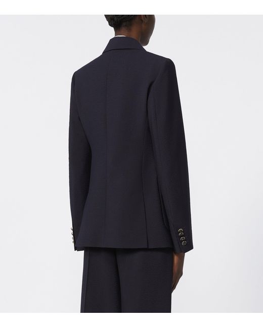Max Mara Blue Virgin Wool Double-Breasted Blazer