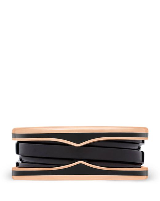 BVLGARI Black And Ceramic B.Zero1 Two-Band Ring
