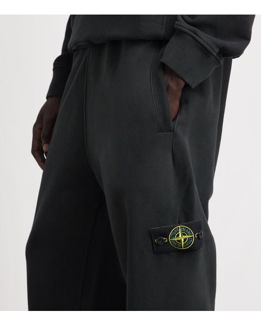 Stone Island Black Cotton Compass Sweatpants for men