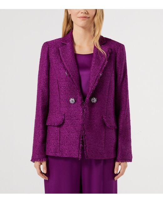 Marina Rinaldi Purple Tweed Double-Breasted Jacket