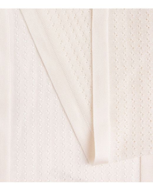 Eleventy White Silk Scarf
