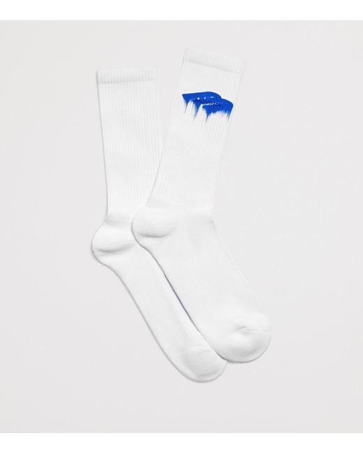 Balenciaga White Ribbed Printed Socks for men