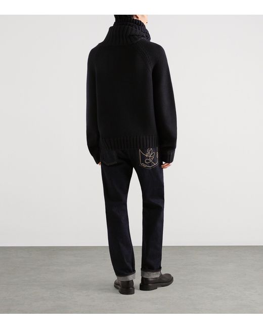 Dolce & Gabbana Blue Embroidered-Pocket Straight Jeans for men