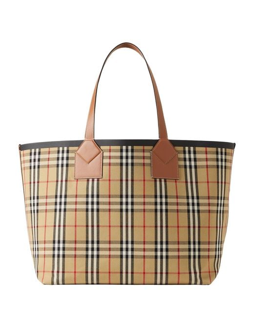 Burberry Brown Large Canvas And Leather London Tote Bag