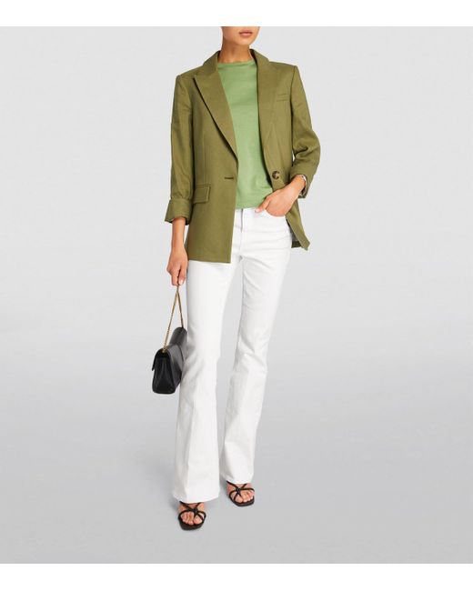 Veronica Beard White Beverly High-Rise Skinny Flared Jeans