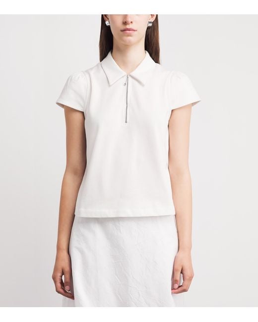ME+EM White Organic Cotton Zipped Polo Sweater
