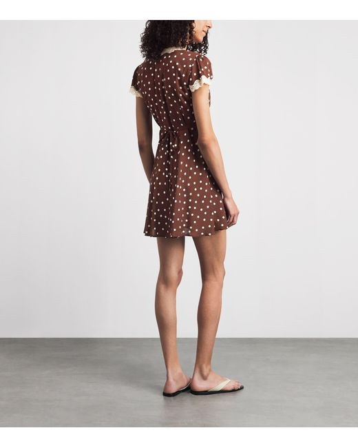 Rixo Brown Polka-Dot Cely Mini Dress