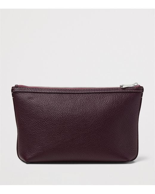 Aspinal Purple Leather Hudson Toiletry Bag