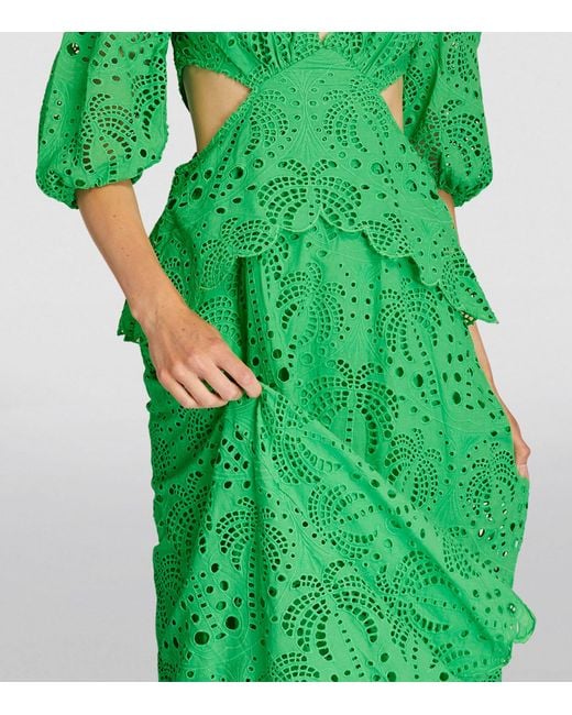 FARM Rio Richelieu Broderie Anglaise Cotton Dress in Green | Lyst Canada